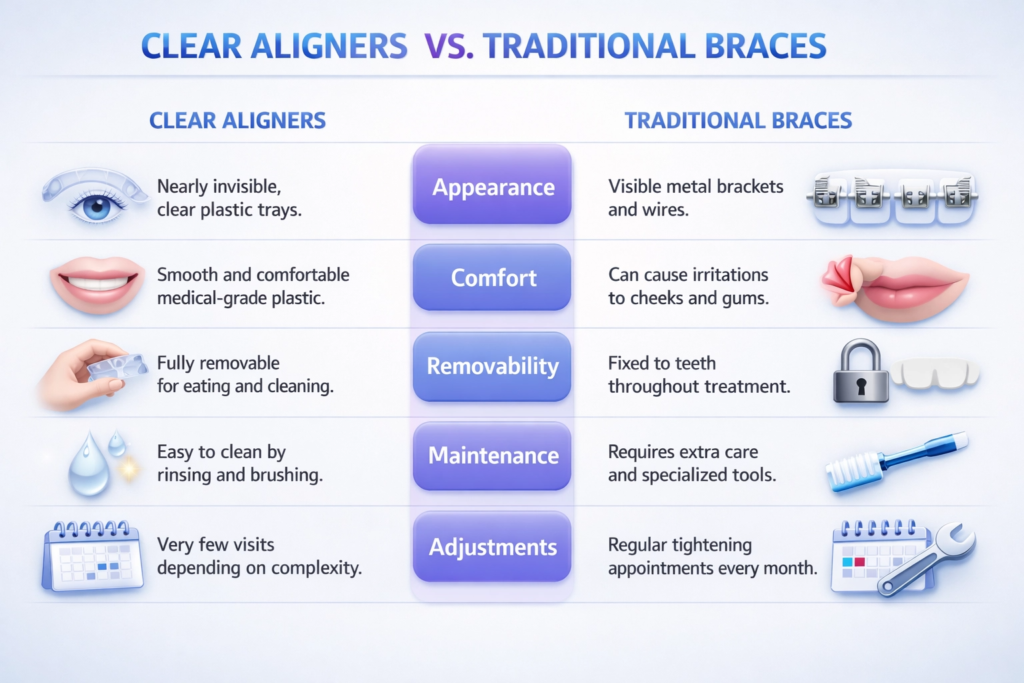 Clear Aligners vs Traditional Braces