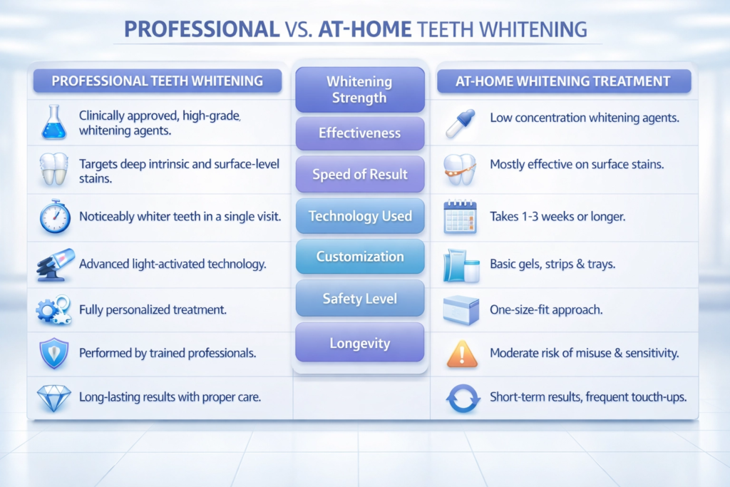 Professional Whitening vs At-Home Treatments
